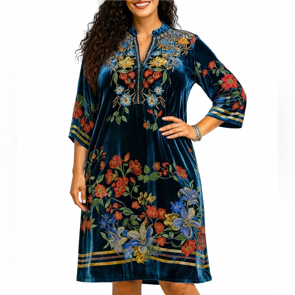 JOHNY WAS Velvet MABEL Burnout Tunic Dress NWT RARE
